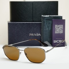 Prada Sunglasses Glass Lens Gunmetal Brown SPR 64X PR64XS 5AV-01D