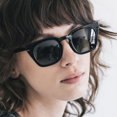 Lowercase Roseland Gloss Black Frame Flat Grey Lens Sunglasses w/ Case 49-22-149