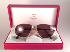 VINTAGE CARTIER PANTHERE 56 GOLD SUNGLASSES FRANCE 18K GOLD HEAVY PLATED