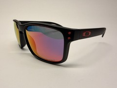 Oakley Holbrook Sunglasses Matte Black Frame Red Positive Iridium Lens OO9102-36