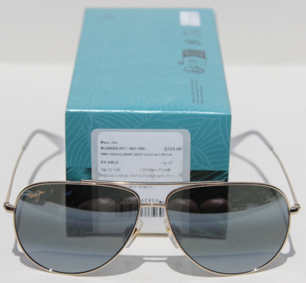 MAUI JIM Hauoli POLARIZED Sunglasses 665-16A Gold/Neutral Grey Aviator NEW