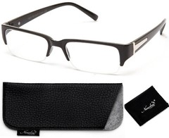 Half Frame Clear Lens Fashion Glasses Trendy Black Fashionable Modern Style