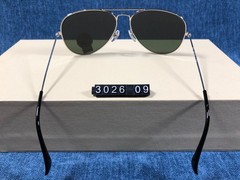 RAY-BAN RB3026 Aviator Sunglasses Silver Frame 62mm Dark Green Lens 140MM