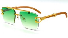 Mens Sunglasses Hip Hop Quavo Migos Rimless Gold SQUARE Frame Diamond Cut Lens