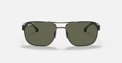Ray Ban RB3530 Polarized Rectangle Sunglasses Black/Green 58-17 140mm