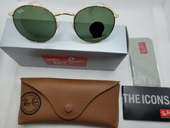New Ray-Ban RB3447 001 50-21 Gold Frame Unisex Green Lenses Sunglasses