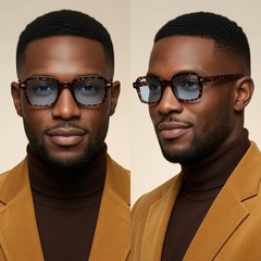 Mens Hip Hop Square Sunglasses Blue Tinted Lens Retro Rectangle Frame Festival