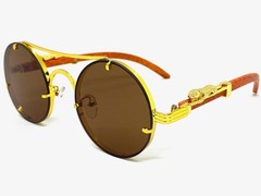 Classy Elegant Sophisticated Vintage Retro Modern SUNGLASSES Round Gold Frame C3