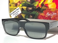 UK NEW Maui Jim KEAHI Gloss Black POLARIZED Neutral Grey GLASS Sunglass 873-02