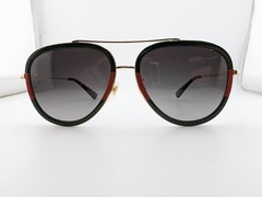 Gucci Sunglasses, GG0062S 003 Green/Red/Gold, 57-17-140, Metal, Japan