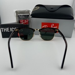 Ray-Ban RB3016 W0366 Clubmaster Sunglasses Brown Tortoise Arista Gold G-15 Green