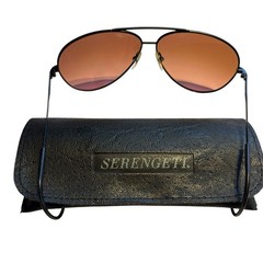Vintage Serengeti Drivers Large Aviator Sunglasses Cable Wraparound Japan W/Case