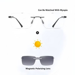 Rimless Polarized Sunglasses Magnet Clip-on Eyewear Fashion Metal Frame Glasses