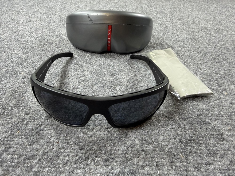 Prada Sunglasses Unisex One Size Black Gray Wrap Polarized SPS 01L 1BO-5Z1