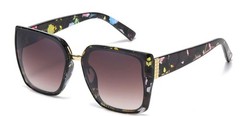 Women Sunglasses Oversized Frames for Spring & Summer in Floral With Gold Accent