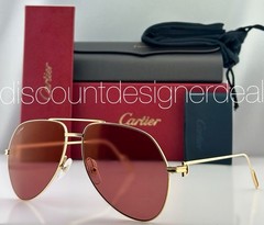 Cartier Aviator Sunglasses Gold Frame Red Flash Lenses 58mm CT0110S 018 NEW