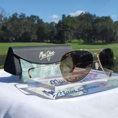 Maui Jim “MAVERICKS” 264-16 Gloss Gold Frames/ Bronze Lenses/ TITANIUM AVIATORS!