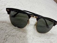 Ray-Ban RB3016 Clubmaster Polarized Sunglasses Black Gold RB3016 901/58 Italy