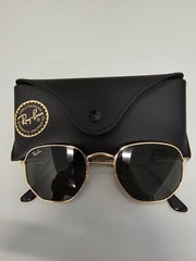 Ray-Ban RB3548N 001 54-21 Gold Hexagonal Sunglasses with Green Lenses