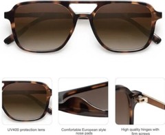 Retro Aviator Sunglasses for Women Men,Trendy Rectangle Womens Mens Shades Brown