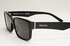 Prada Sunglasses Black Glossy Rectangle Square PR16MV VPR 16M 1AB-1O1 53mm