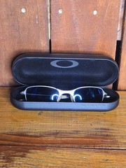 Vintage Oakley Square Wire 2.0 Silver Ice Iridium Sunglasses w/ Replacement Case