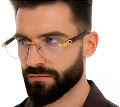 Slim Oval Round Rimless Wood Luxury Sunglasses HIP HOP Buffs Shades Rapper New