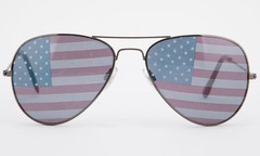 American USA Flag Design Metal Frame Aviator Unisex Sunglasses