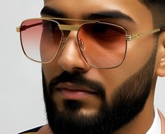 Sunglasses Men Fashion Retro Style Square Gold Frame Classic Designer Hip Hop