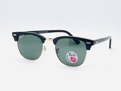 Ray-Ban Clubmaster Classic RB3016 51mm Polarized Sunglasses – Black / Green Lens