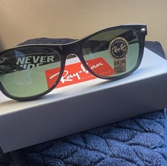 Ray-Ban Sunglasses RB2132 New Wayfarer Classic Black Frame Green Lenses