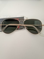 Ray-Ban Gold Frame Aviator Sunglasses with Green Mirror Lenses