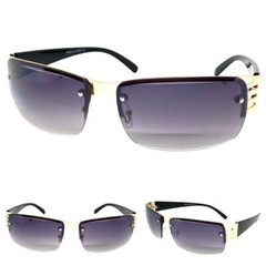 Men’s Classy Elegant Contemporary Modern Wrap Style SUN GLASSES Gold Metal Frame