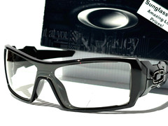 NEW Oakley OIL RIG Polished Black GALAXY Clear Lens Sunglass 9081
