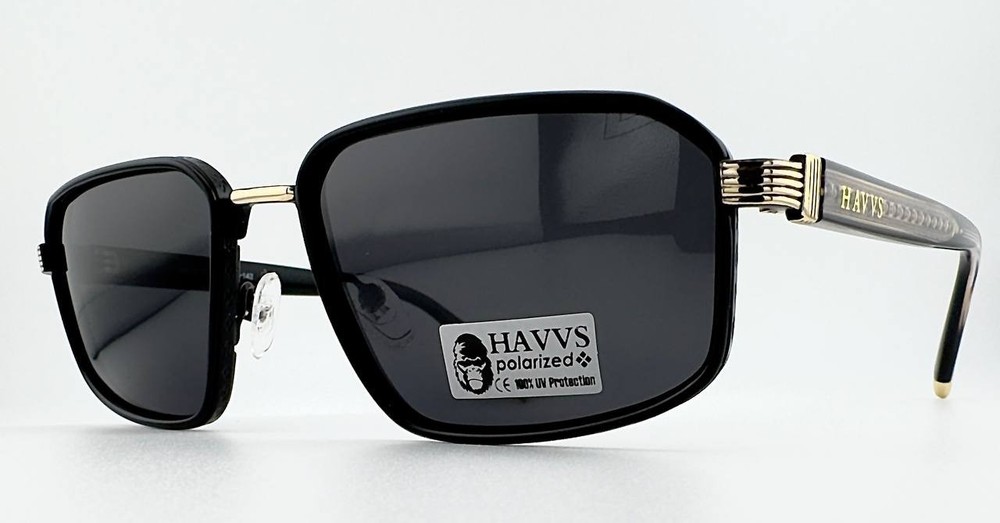 HAVVS HV68119 A Men’s Polarized Sunglasses Black Gold UV400 Driving Glasses New