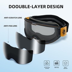 Dirt Bike Goggles Anti Fog with Clear & Grey Lens OTG Motocross Goggles for M…