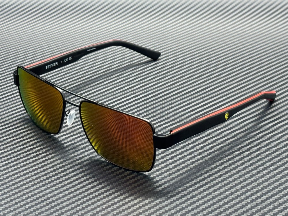 FERRARI FZ5005 101 6Q Black Matte Dark Mirror Red Men’s 59 mm Sunglasses