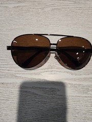 Mercedes-Benz Men Aviator Sunglasses Brown Metal Frame Brown Lenses w/ Hard Case