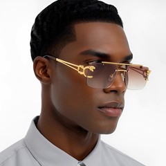Rapper Shades Frameless Sunglasses Fashion Designer Male Lentes Gafas Humbres