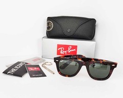 Ray-Ban RB2140 Original Wayfarer Classic Tortoise Frame Green Lens Unisex 50mm