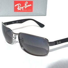 UK Ray Ban Gunmetal & Black w POLARIZED Grey Blue Lens Sunglass RB3478 004