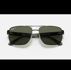Ray Ban RB3530 Polarized Rectangle Sunglasses Black/Green 58-17 140mm