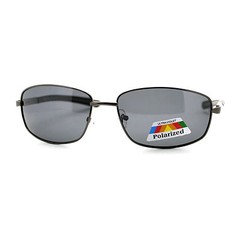 Mens Polarized Lens Sunglasses Oval Rectangle Metal Frame Spring Hinge