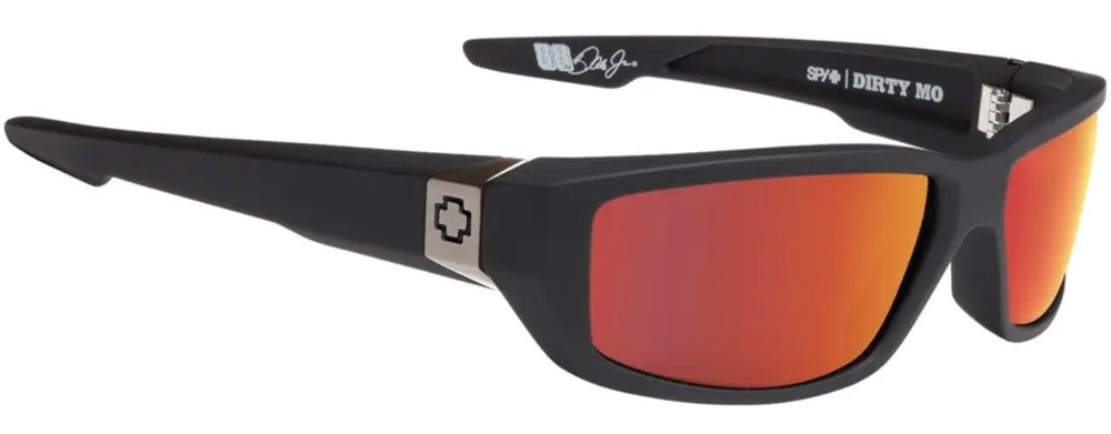 Spy Optic Dirty Mo Sunglasses – Soft Matte Black / Happy Rose Red Spectra NEW