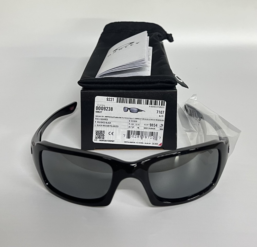 OAKLEY FIVES SQUARED 9238-0654 Black Iridium Polar Lenses, Black Frame SEE PICS