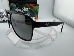 MAUI JIM 2ND REEF MJ 607-02 SATIN BLACK NEUTRAL GREY POLARIZED AVIATOR SUNGLASSE