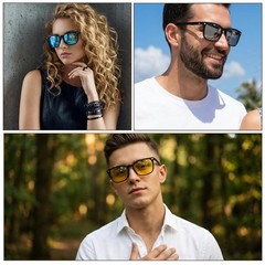 JATEBI 3 Pack Polarized Sunglasses for Men and Women Glare Black/Yellow/Blue