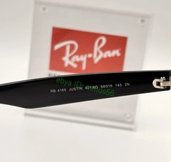 Ray-Ban JUSTIN RB4165 601/8G Sunglasses Dark Grey Matte Rubber Black 54mm