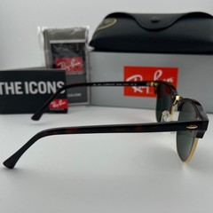 Ray-Ban RB3016 W0366 Clubmaster Sunglasses Brown Tortoise Arista Gold G-15 Green
