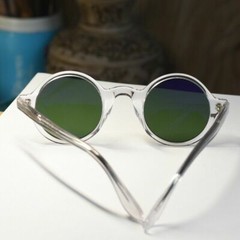 New round green sunglasses johnny depp crystal round glasses green glass lens